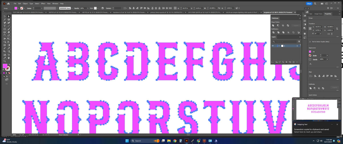 Western Bridged Stencil Font vector paths in design software (photo 6)