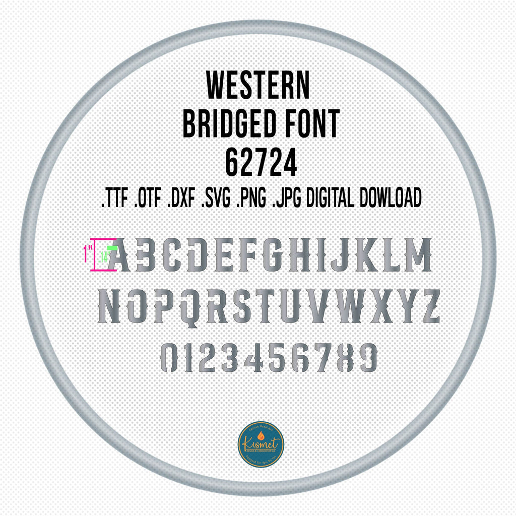 Western Bridged Stencil Font DXF/SVG design preview with file details (photo 3)
