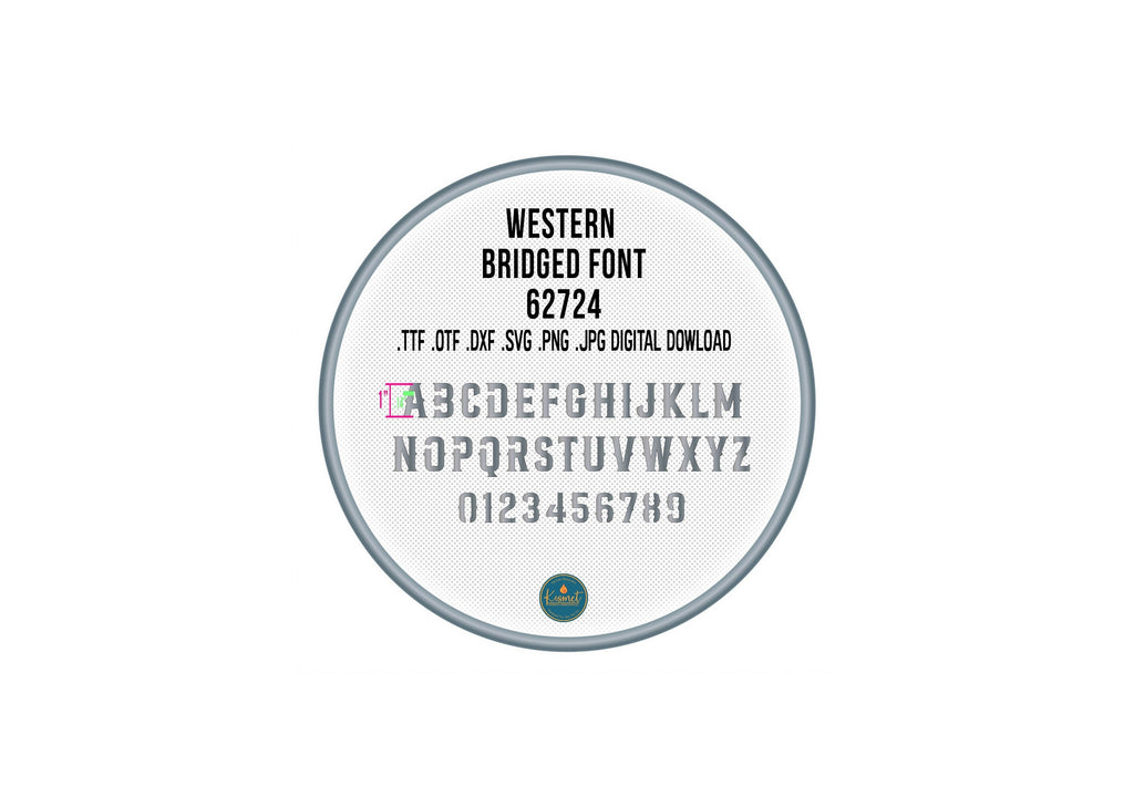 Western Bridged Stencil Font DXF/SVG design preview with file details