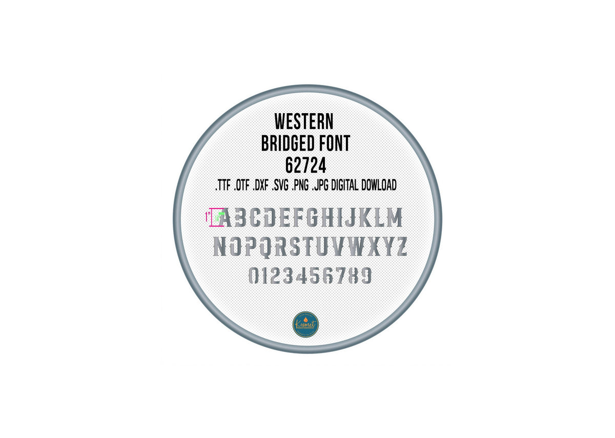 Western Bridged Stencil Font DXF/SVG design preview with file details