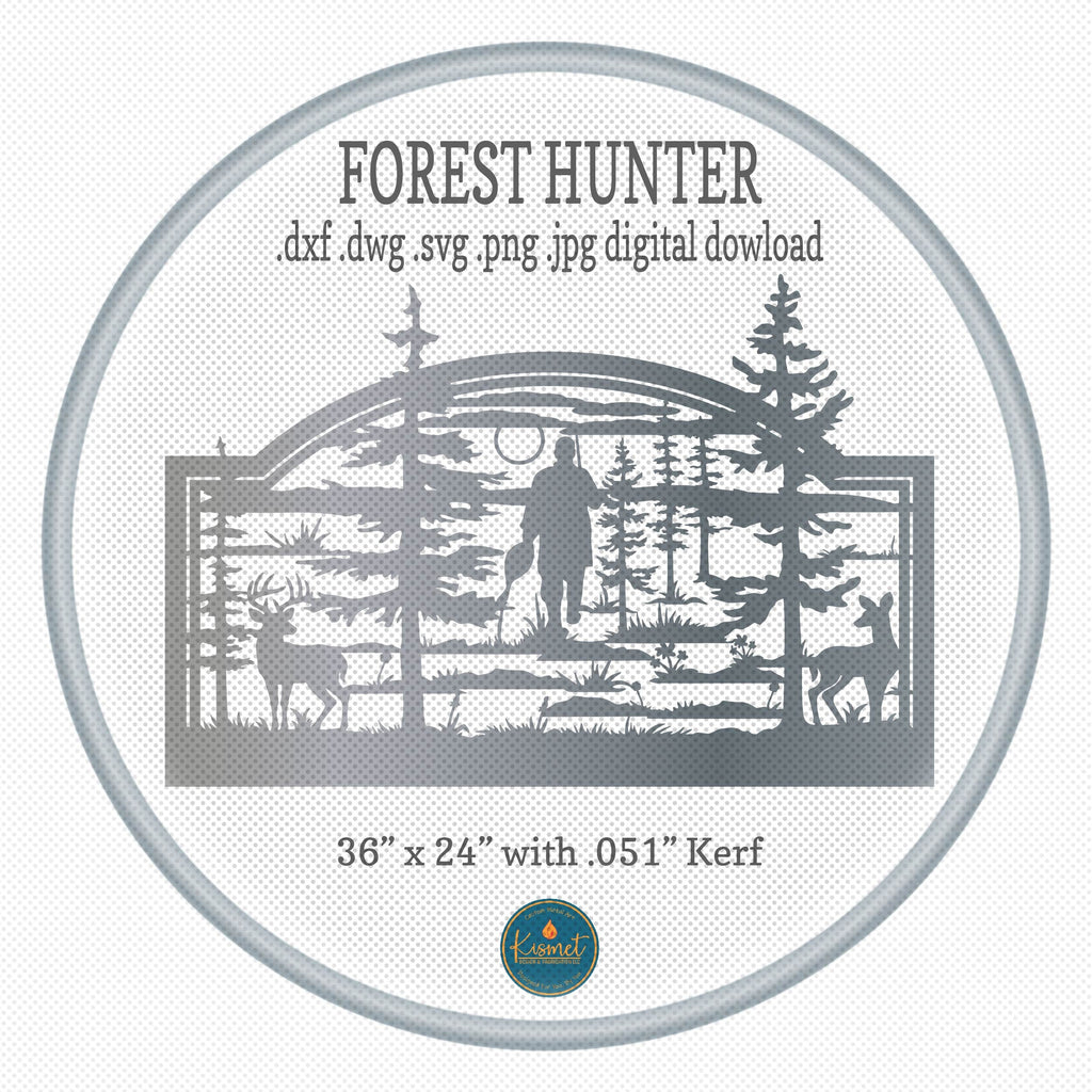 Forest Hunter and Deer Sign DXF/SVG design preview with file details (photo 3)