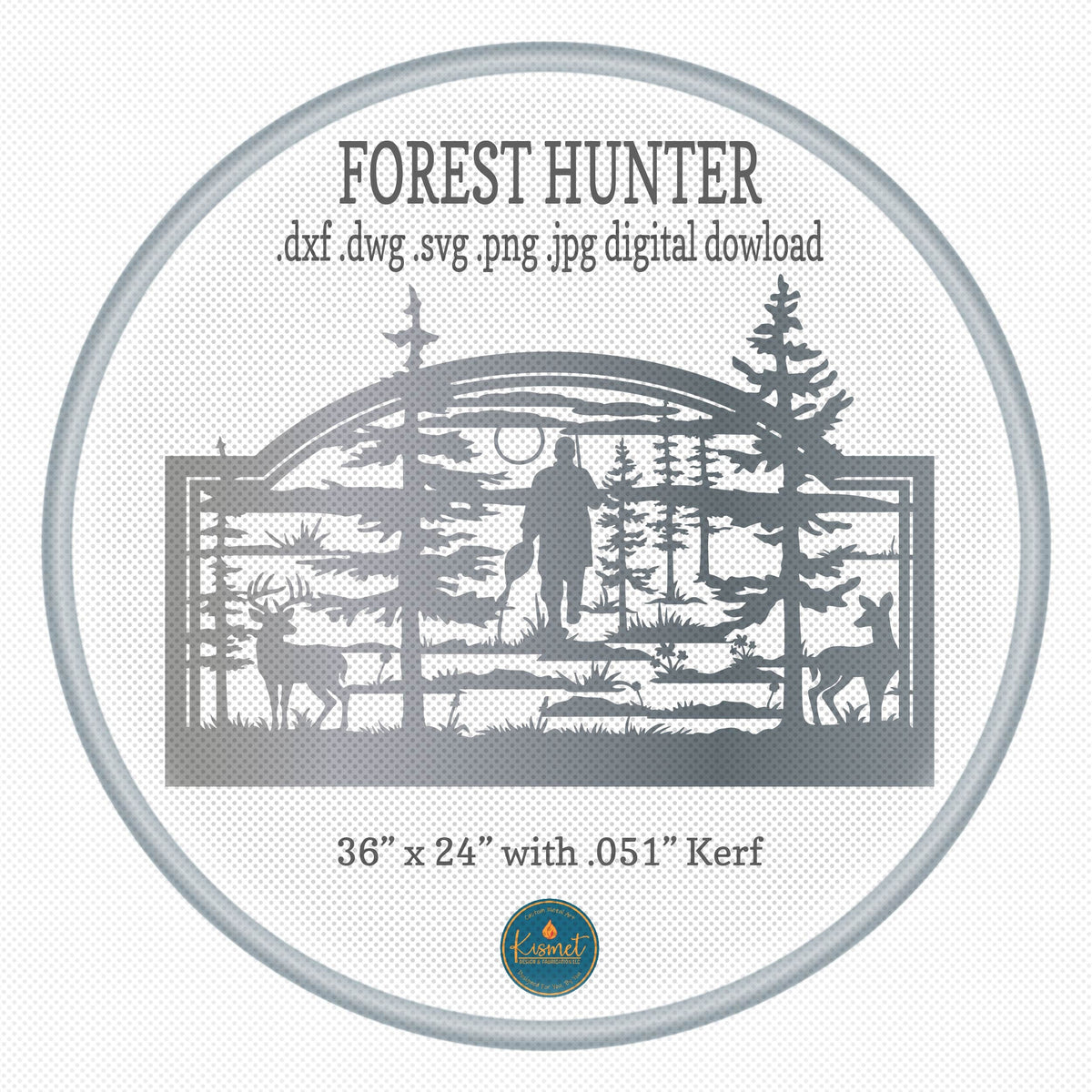 Forest Hunter and Deer Sign DXF/SVG design preview with file details (photo 3)