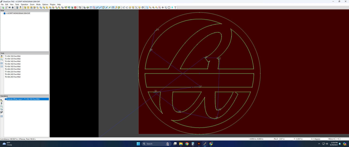 Split Letter A Script Monogram vector paths in design software (photo 5)