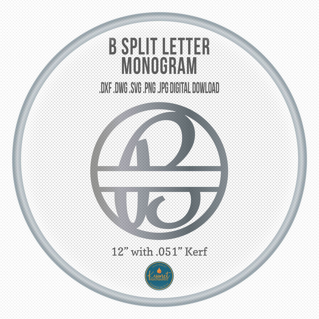Split Letter B Script Monogram DXF/SVG design preview with file details (photo 3)