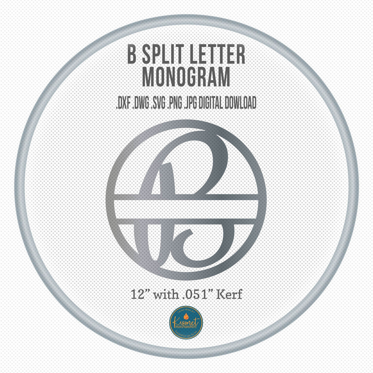Split Letter B Script Monogram DXF/SVG design preview with file details (photo 3)