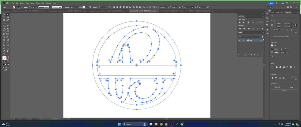 Split Letter B Script Monogram vector paths in design software (photo 5)