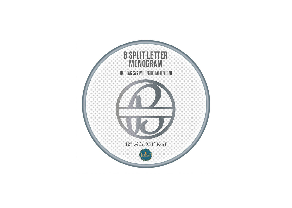 Split Letter B Script Monogram DXF/SVG design preview with file details
