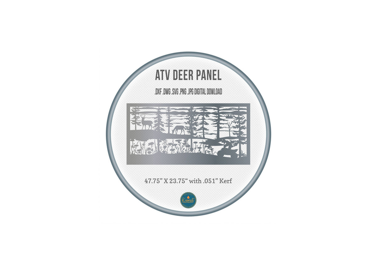 ATV and Deer Railing Panel DXF/SVG design preview with file details