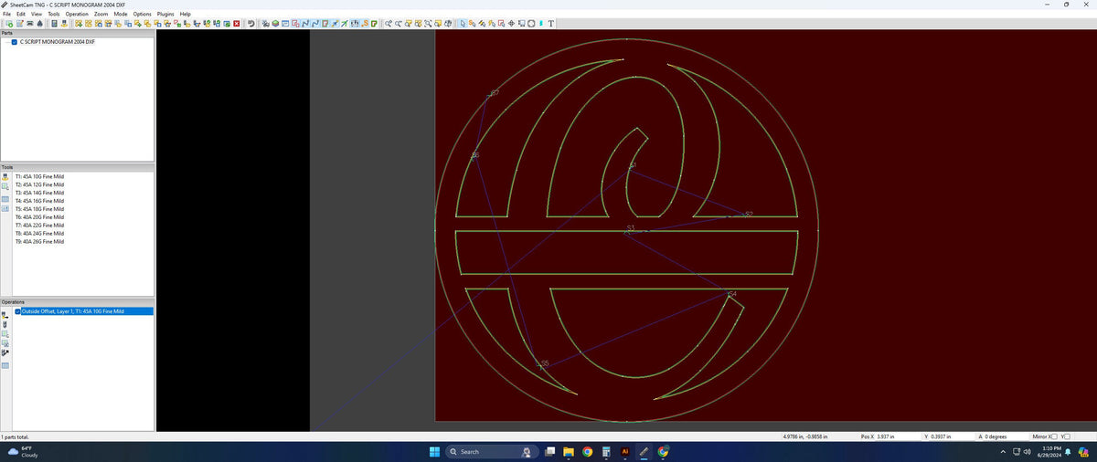 Split Letter C Script Monogram vector paths in design software (photo 4)