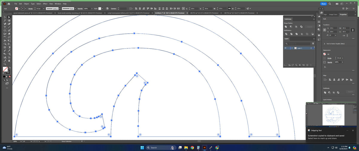 Split Letter D Script Monogram vector paths in design software (photo 7)