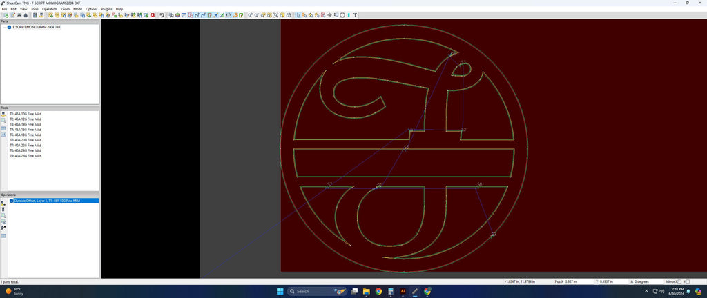 Split Letter F Script Monogram vector paths in design software (photo 5)