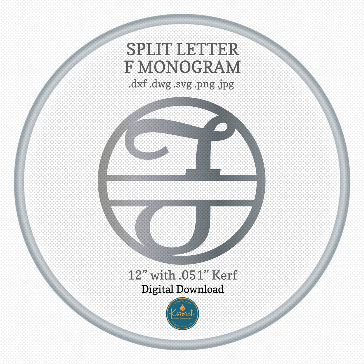 Split Letter F Script Monogram DXF/SVG design preview with file details (photo 3)