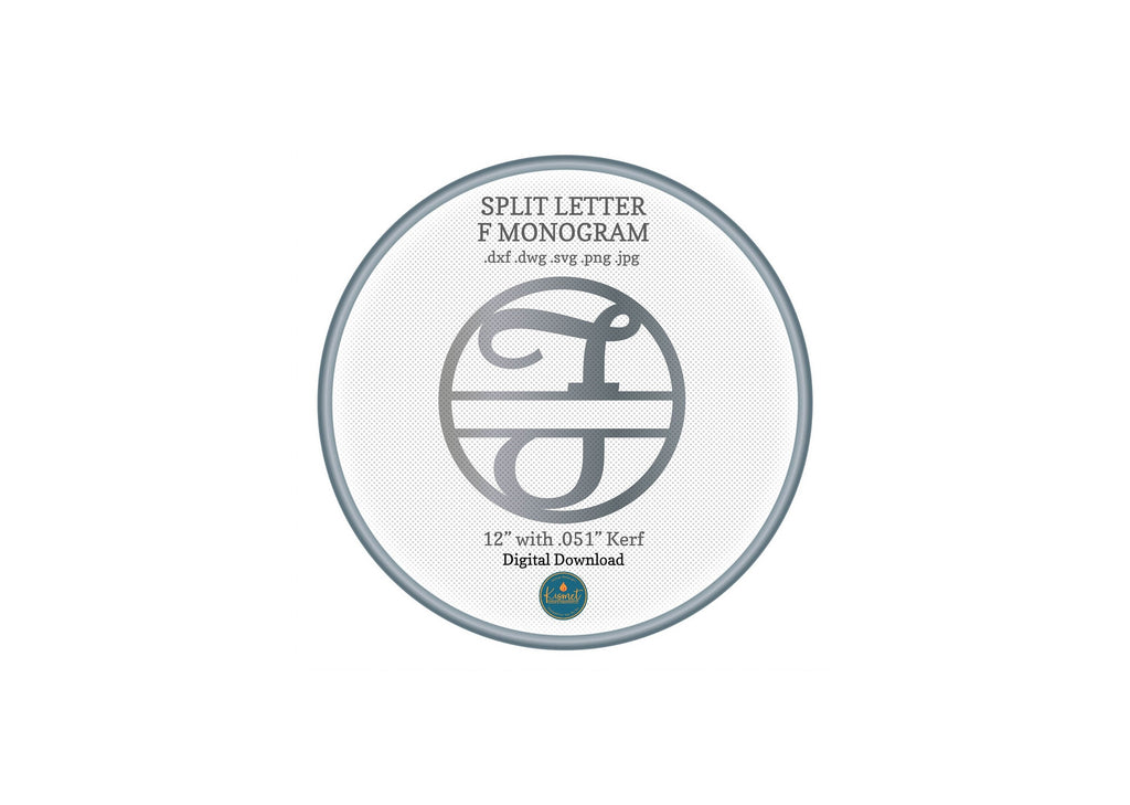 Split Letter F Script Monogram DXF/SVG design preview with file details