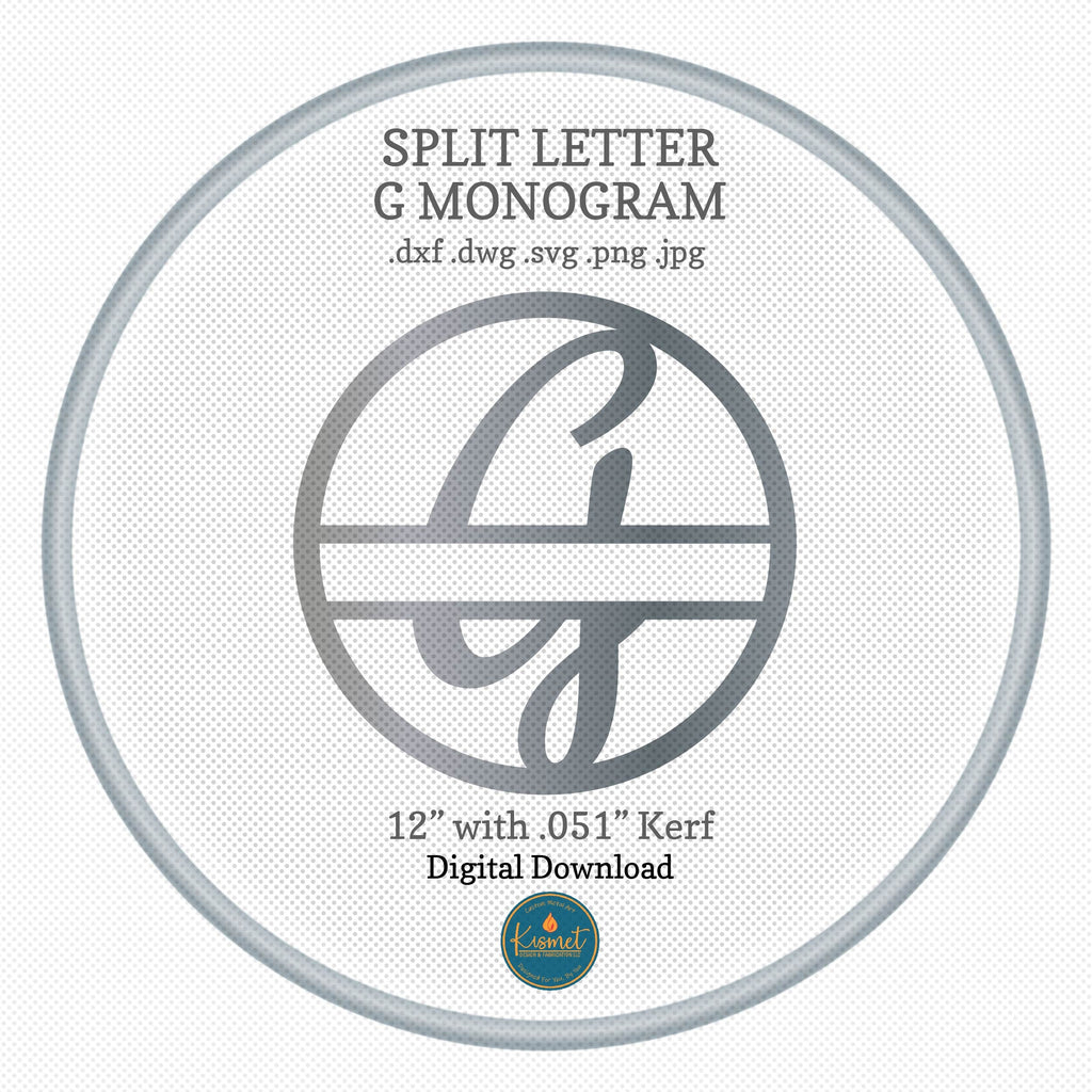 Split Letter G Script Monogram DXF/SVG design preview with file details (photo 3)