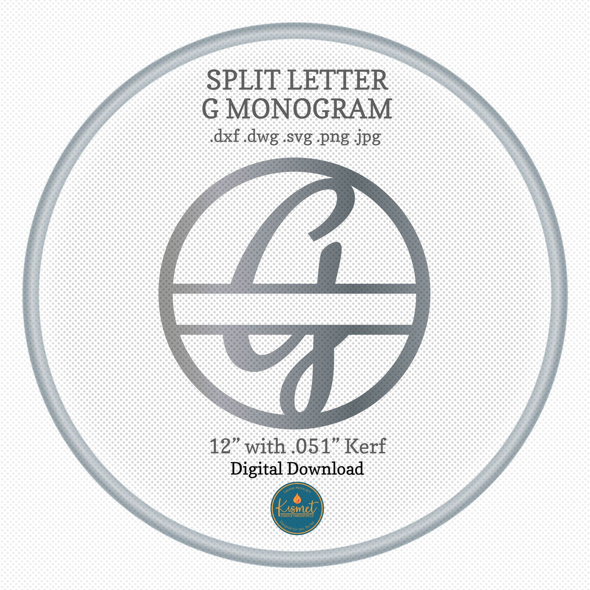 Split Letter G Script Monogram DXF/SVG design preview with file details (photo 3)