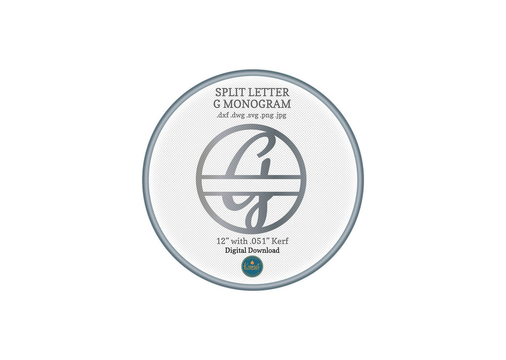 Split Letter G Script Monogram DXF/SVG design preview with file details