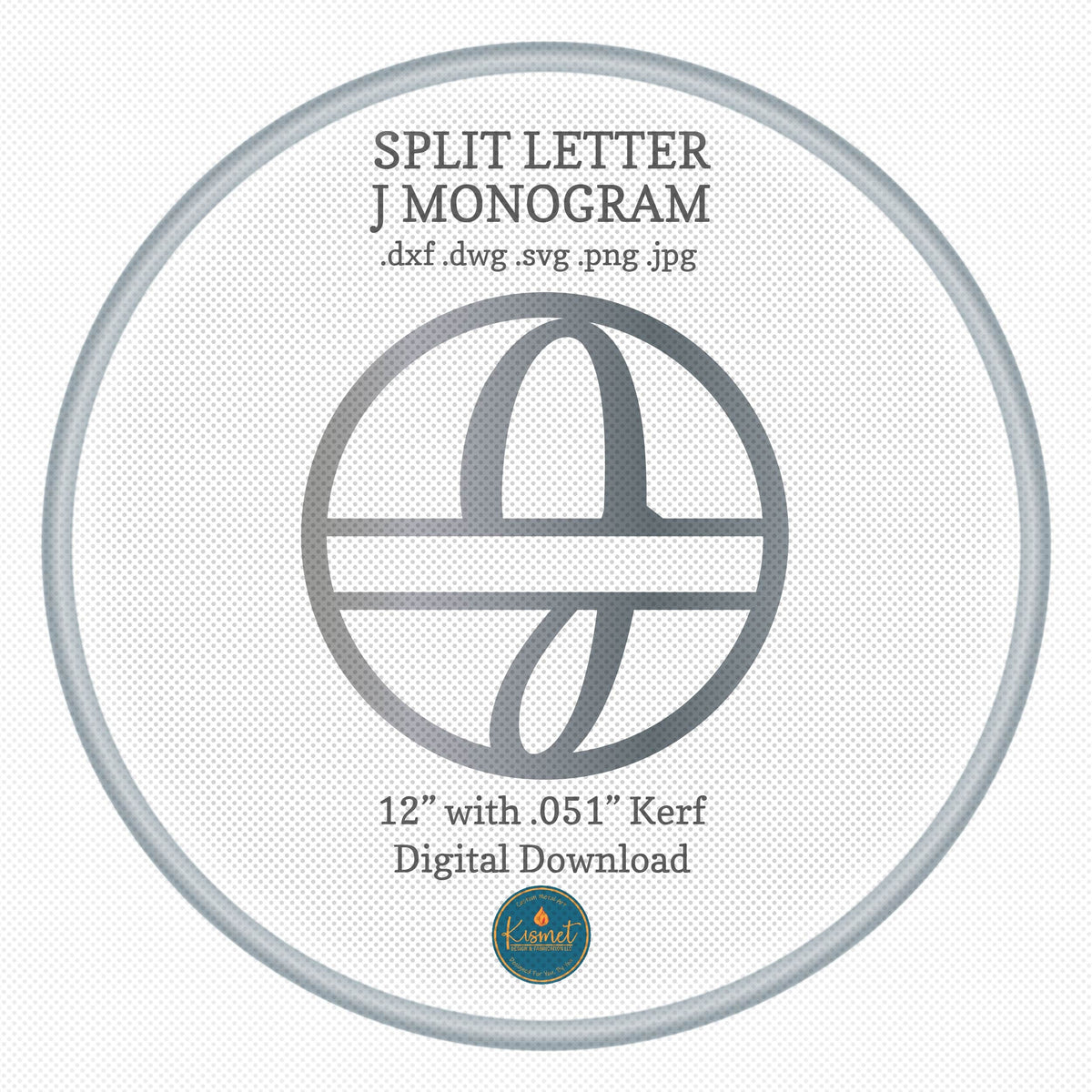 Split Letter J Script Monogram DXF/SVG design preview with file details (photo 3)
