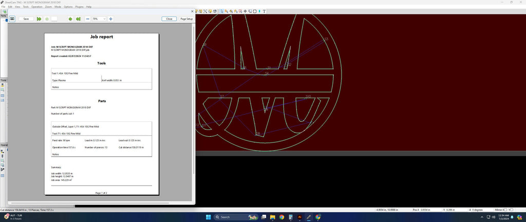 Split Letter M Script Monogram vector paths in design software (photo 6)