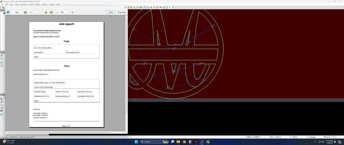 Split Letter M Script Monogram vector paths in design software (photo 6)