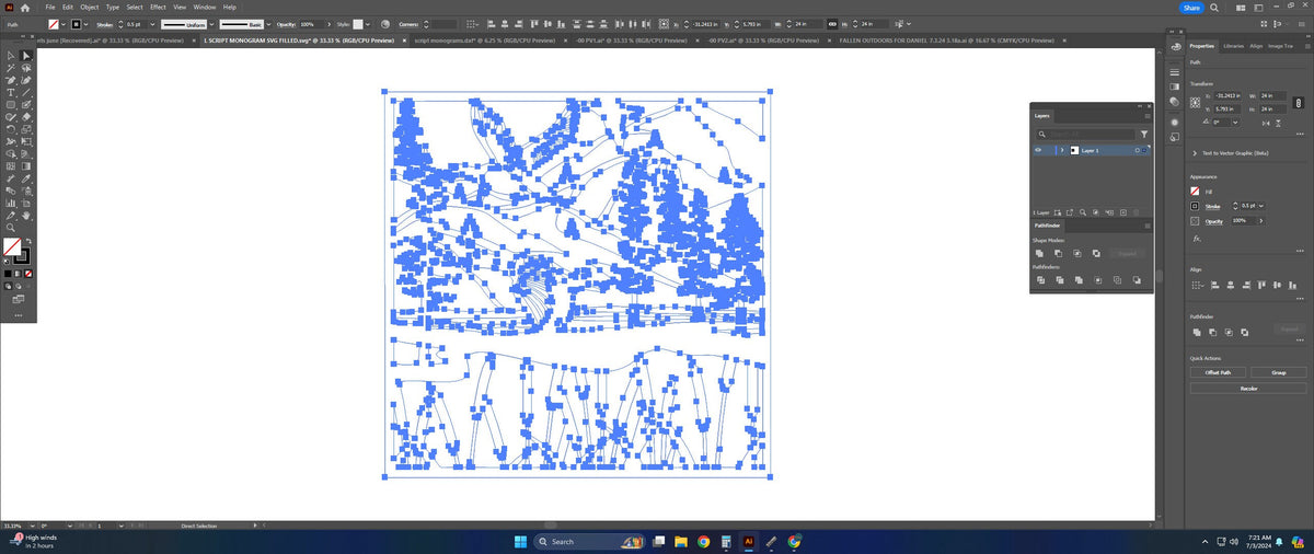 Mountain Ducks Square Panel vector paths in design software (photo 4)