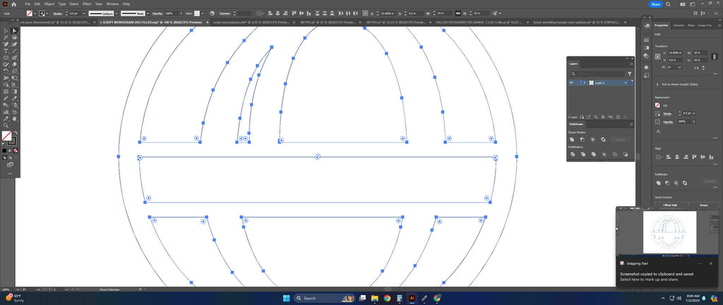 Split Letter O Script Monogram vector paths in design software (photo 8)
