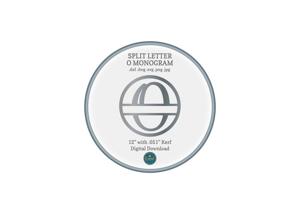 Split Letter O Script Monogram DXF/SVG design preview with file details