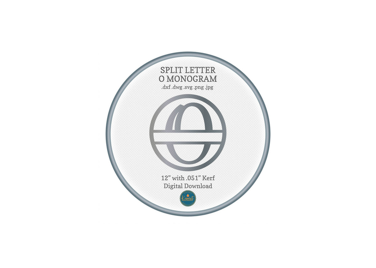 Split Letter O Script Monogram DXF/SVG design preview with file details