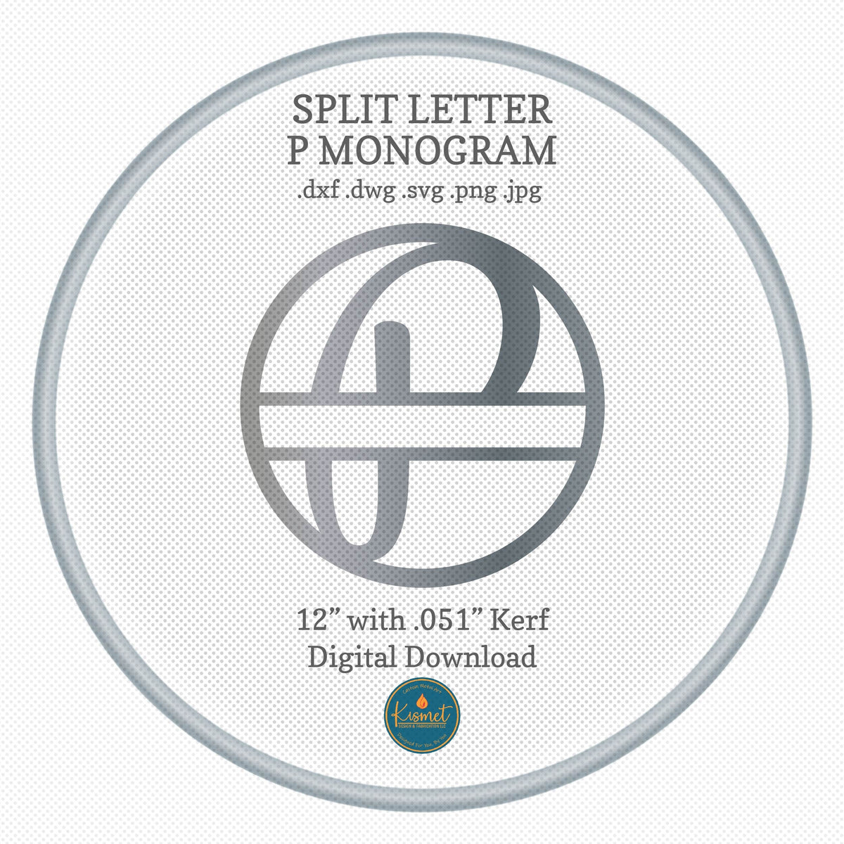 Split Letter P Script Monogram DXF/SVG design preview with file details (photo 3)