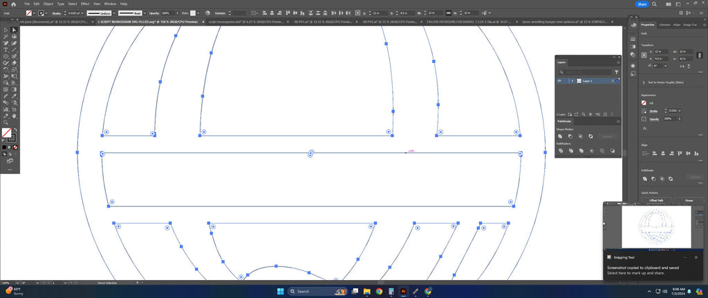 Split Letter Q Script Monogram vector paths in design software (photo 7)