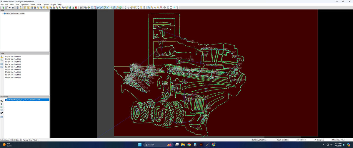 Texas Farm Scene Sign, No Lettering vector paths in design software (photo 4)