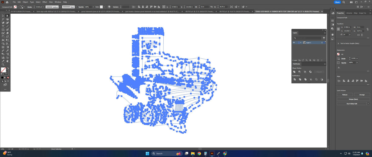 Texas So God Made a Farmer Sign vector paths in design software (photo 5)