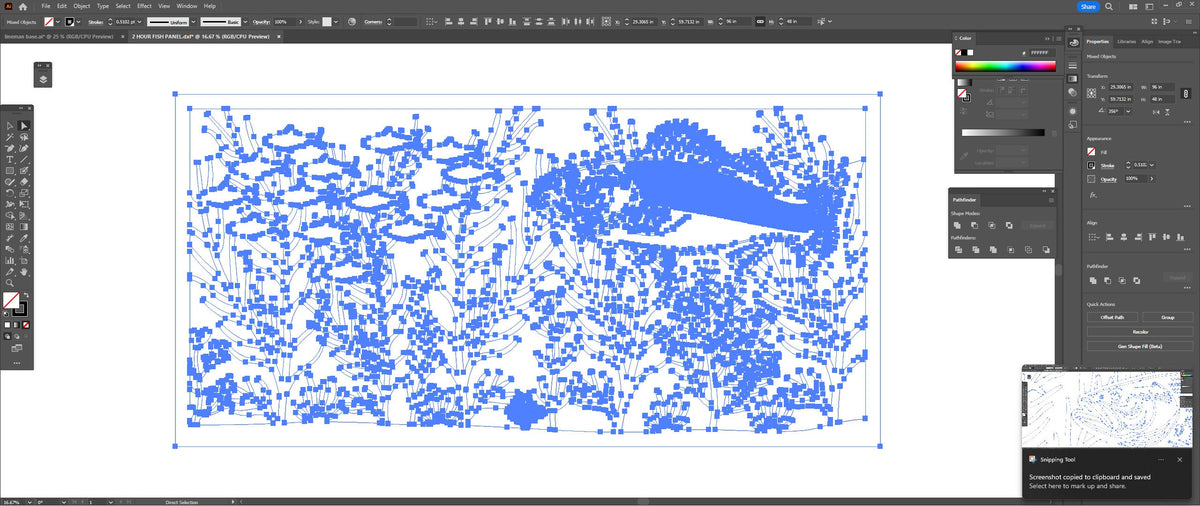 Striped Bass Chasing Shad Panel vector paths in design software (photo 5)