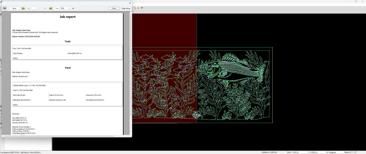 Striped Bass Chasing Shad Panel vector paths in design software (photo 8)
