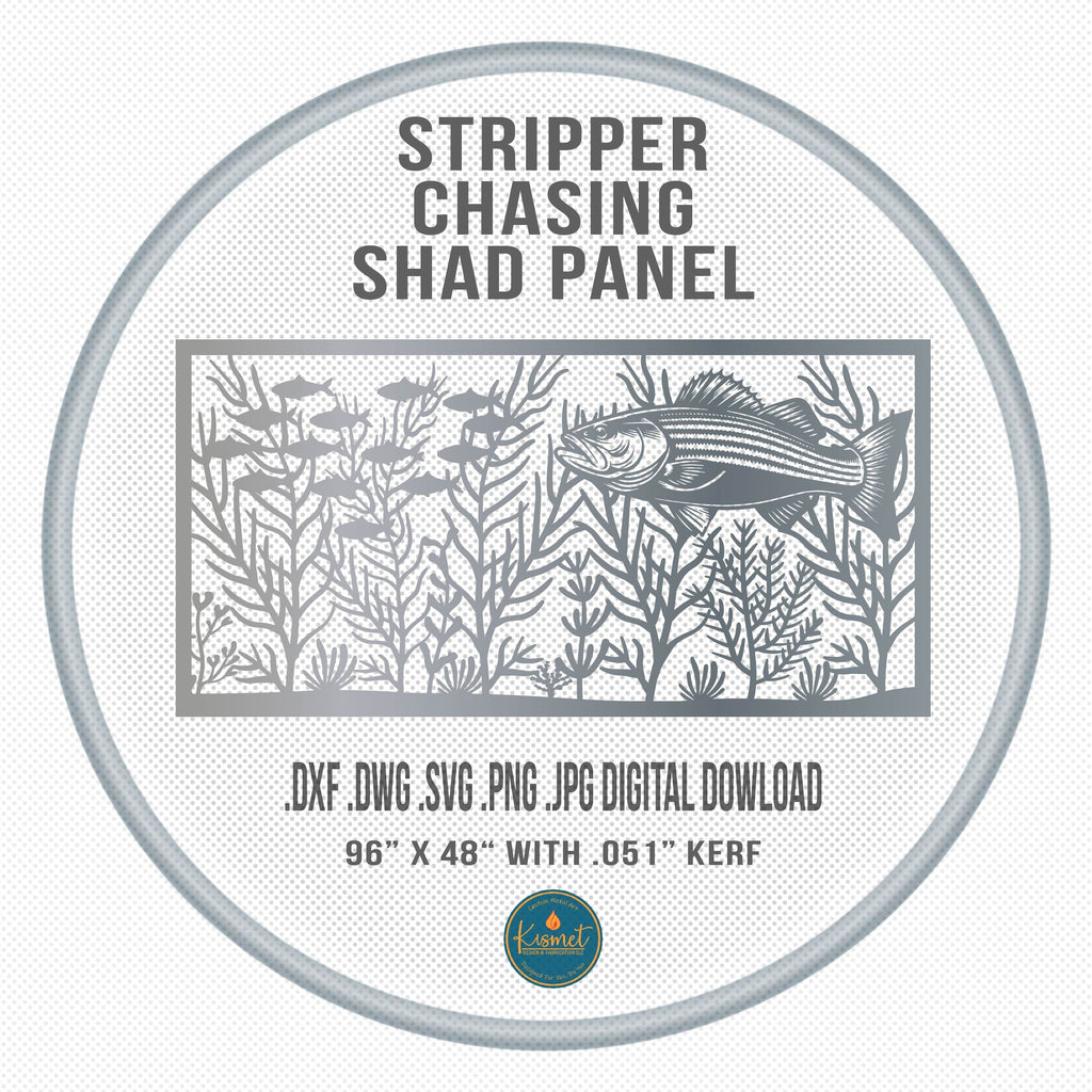 Striped Bass Chasing Shad Panel DXF/SVG design preview with file details (photo 3)