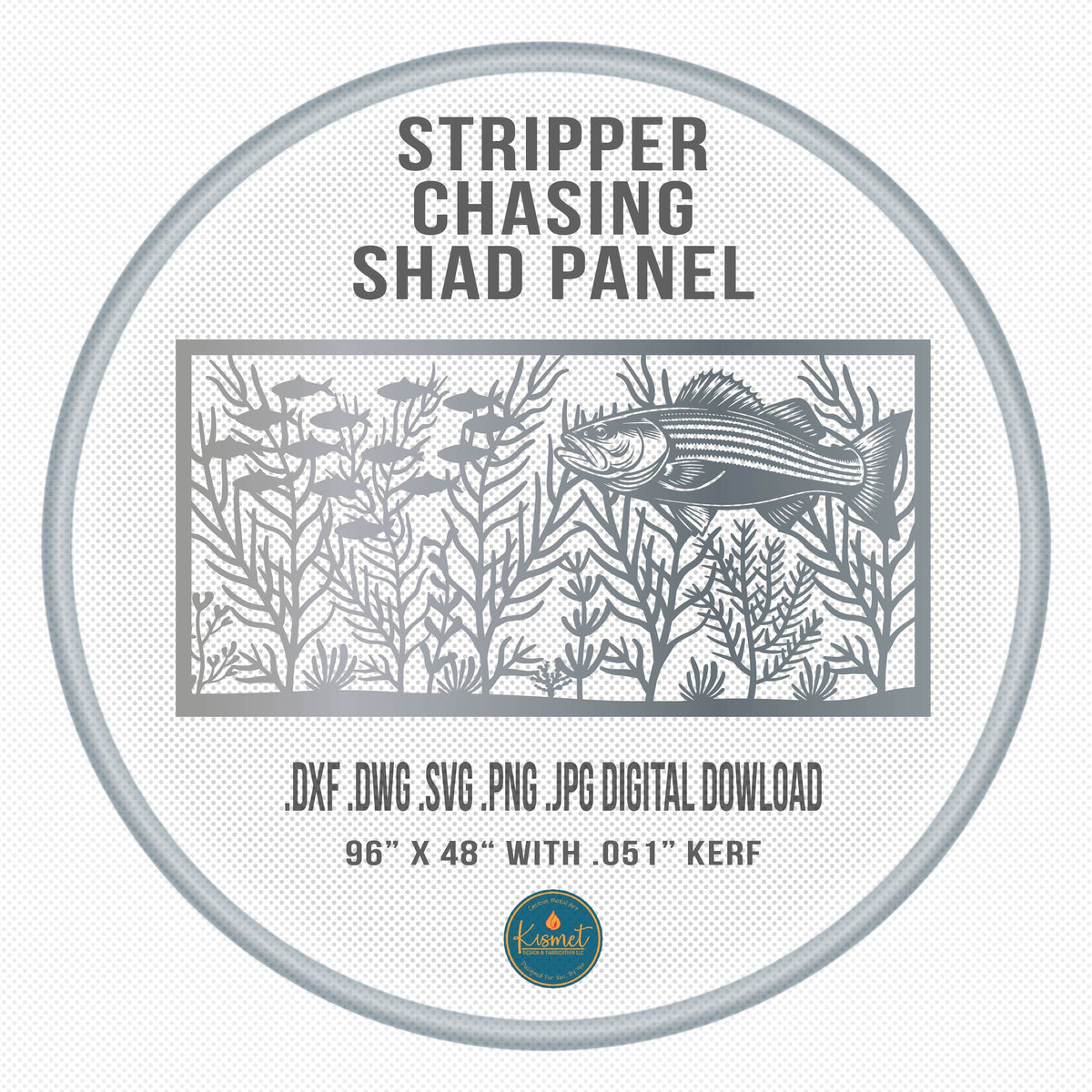 Striped Bass Chasing Shad Panel DXF/SVG design preview with file details (photo 3)