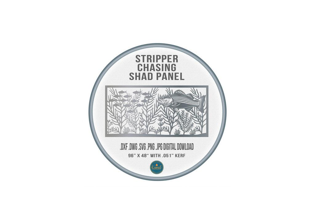 Striped Bass Chasing Shad Panel DXF/SVG design preview with file details