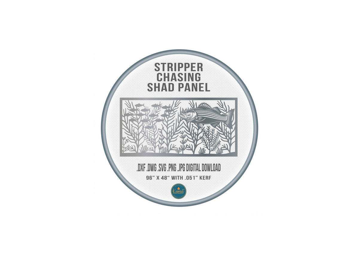 Striped Bass Chasing Shad Panel DXF/SVG design preview with file details
