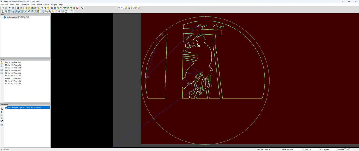 Lineman at Work Circle Sign vector paths in design software (photo 6)