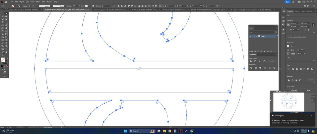 Split Letter S Script Monogram vector paths in design software (photo 5)