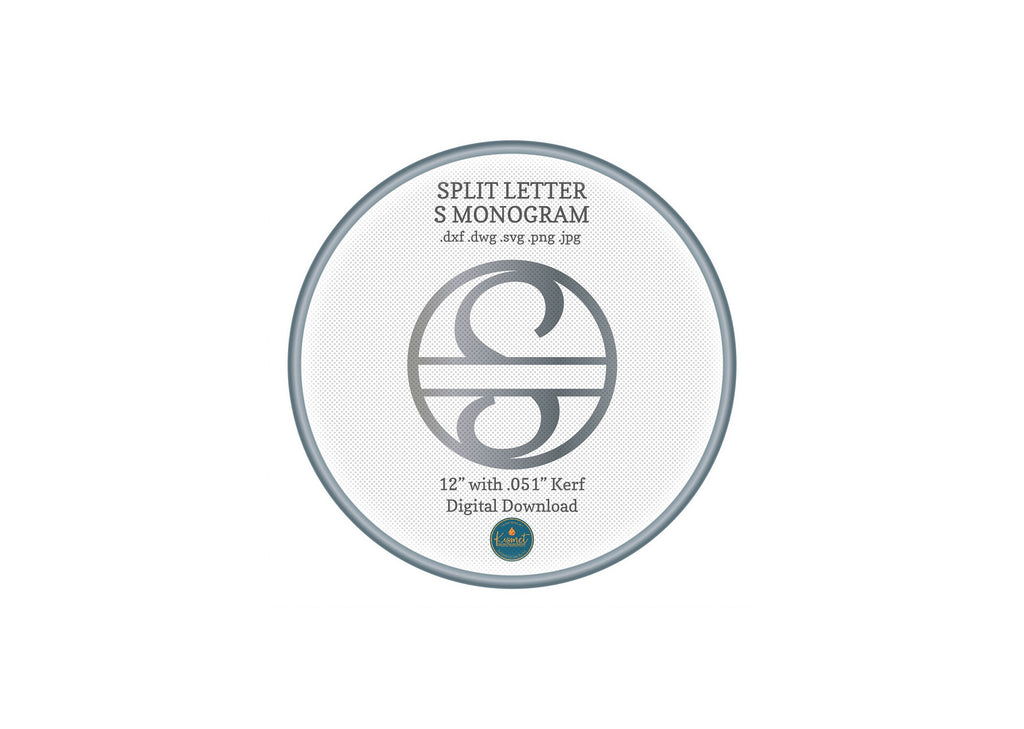 Split Letter S Script Monogram DXF/SVG design preview with file details