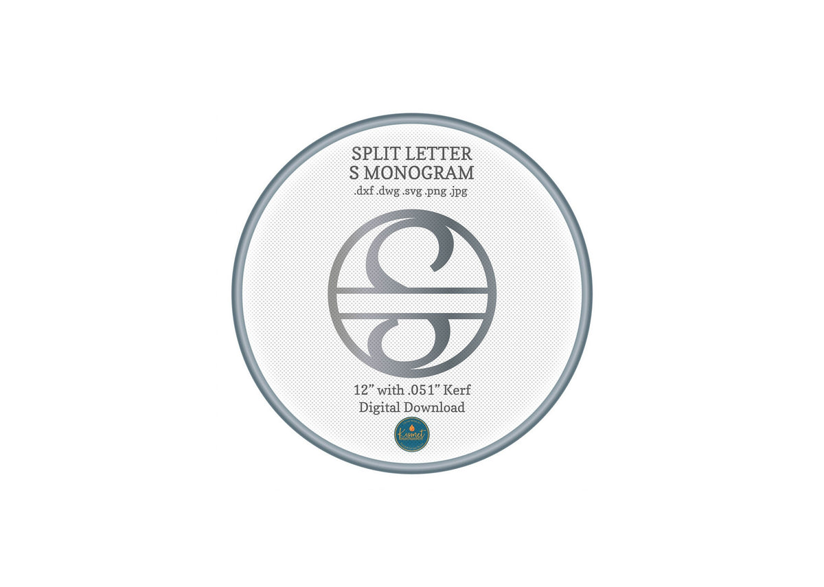 Split Letter S Script Monogram DXF/SVG design preview with file details