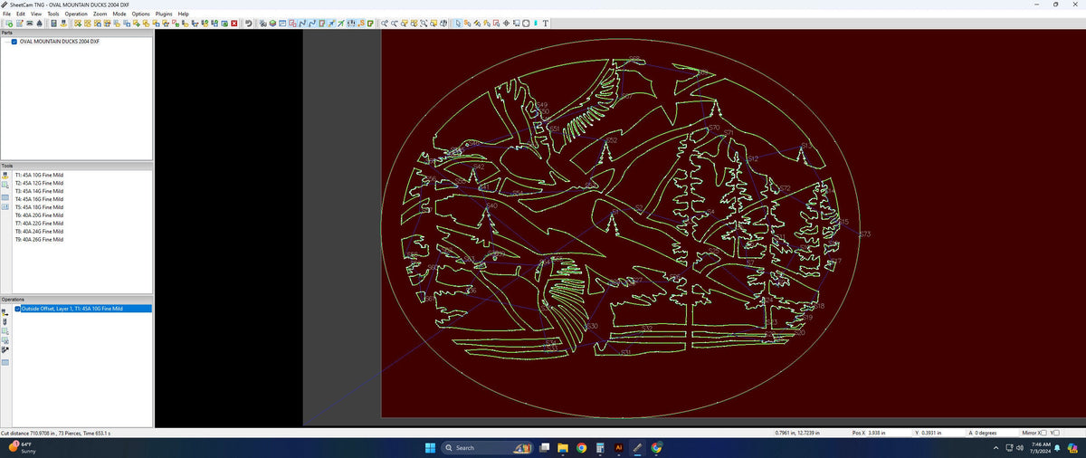 Mountain Ducks Oval Scene vector paths in design software (photo 4)