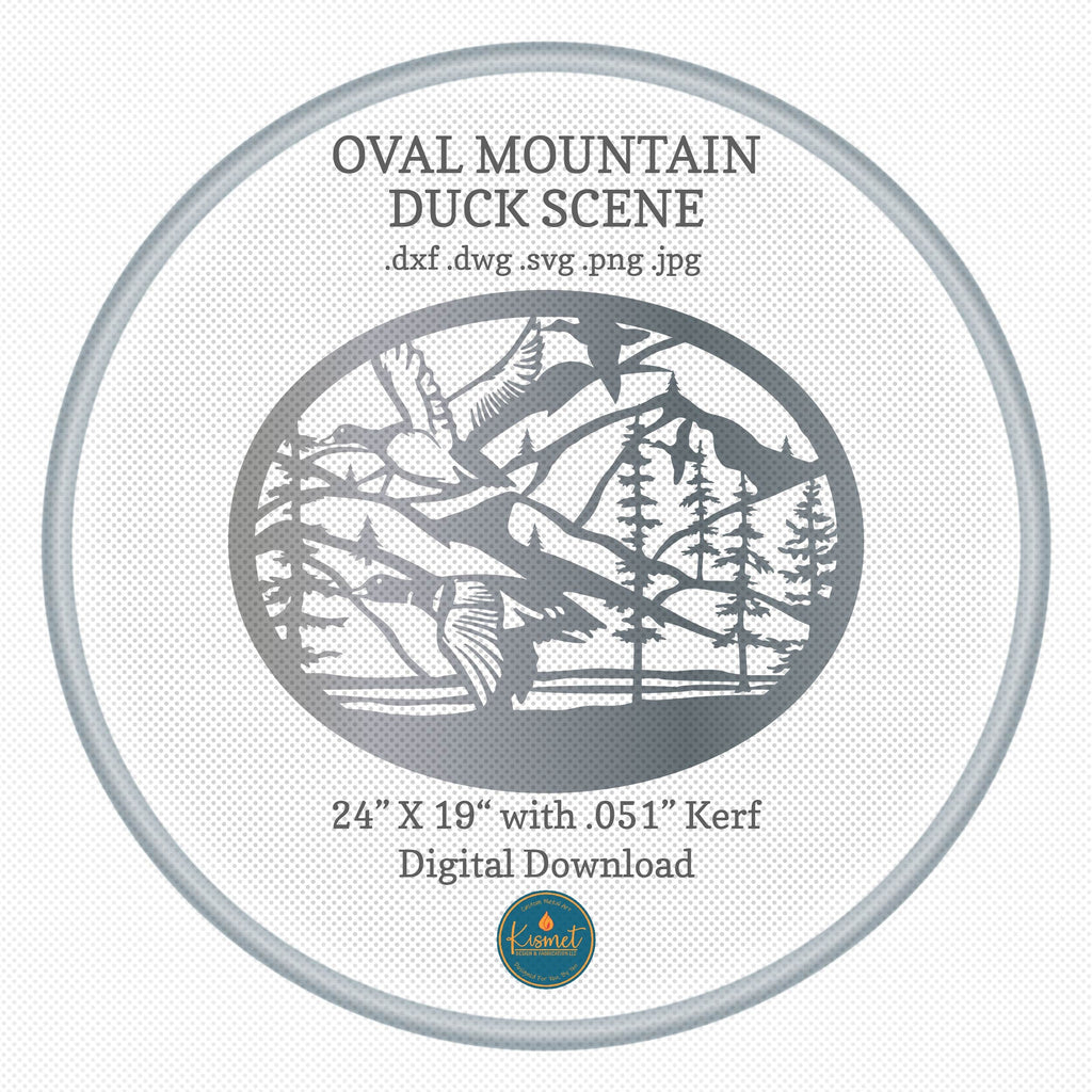 Mountain Ducks Oval Scene DXF/SVG design preview with file details (photo 3)