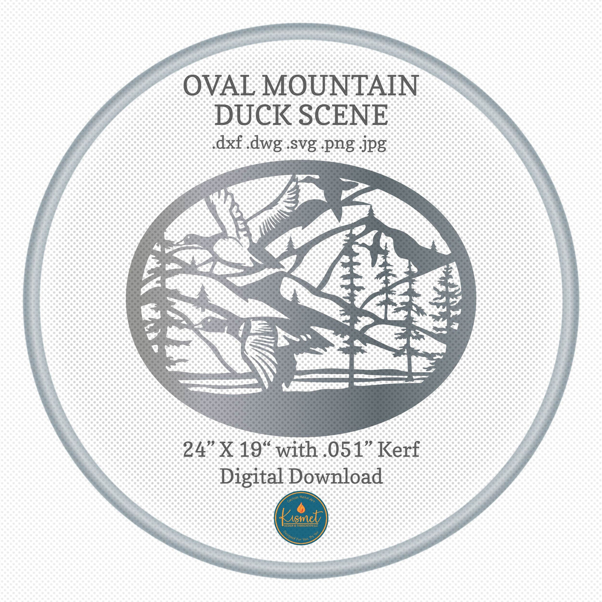 Mountain Ducks Oval Scene DXF/SVG design preview with file details (photo 3)