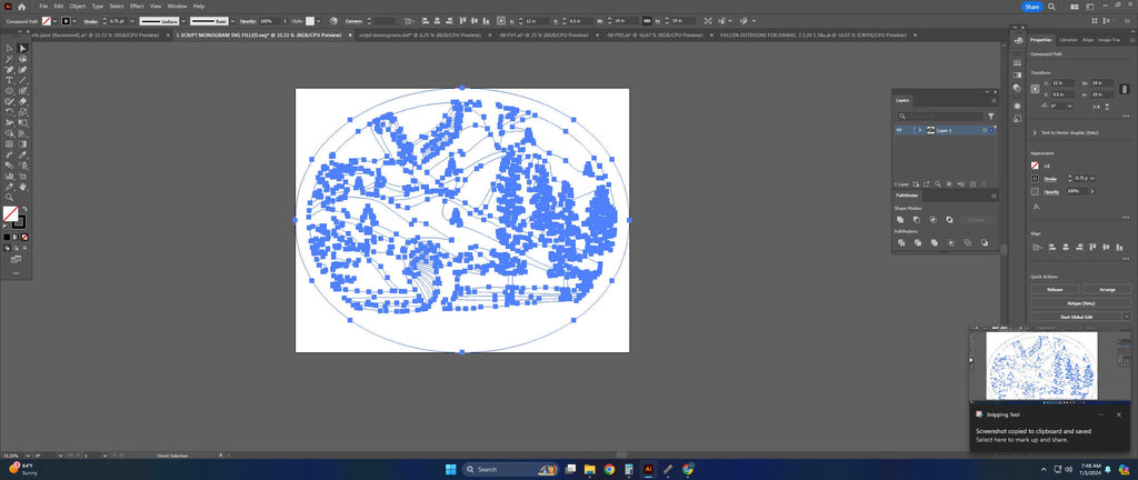 Mountain Ducks Oval Scene vector paths in design software (photo 8)