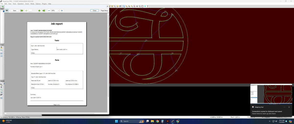 Split Letter T Script Monogram vector paths in design software (photo 6)