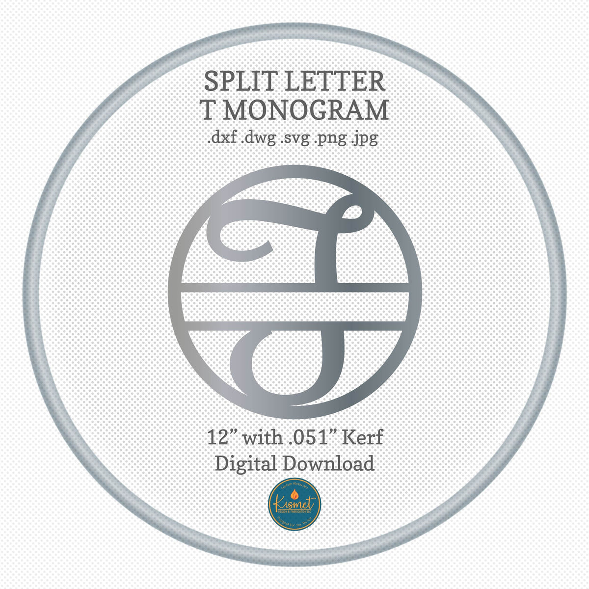 Split Letter T Script Monogram DXF/SVG design preview with file details (photo 8)
