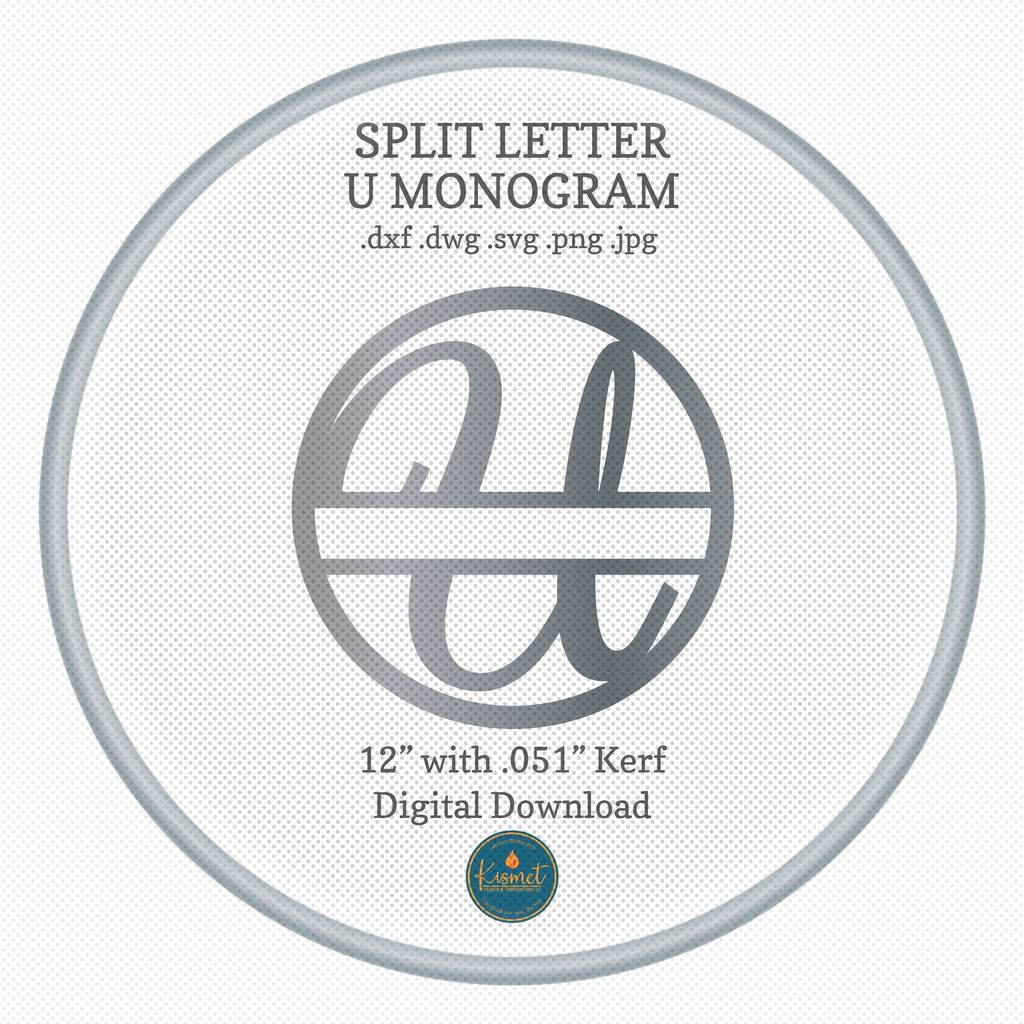 Split Letter U Script Monogram DXF/SVG design preview with file details (photo 3)