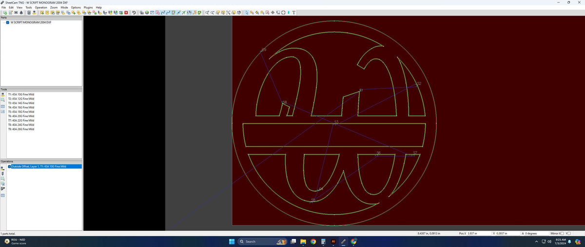 Split Letter W Script Monogram vector paths in design software (photo 6)