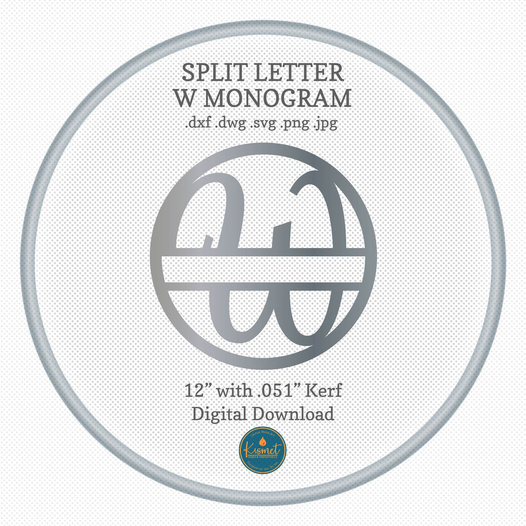 Split Letter W Script Monogram DXF/SVG design preview with file details (photo 3)